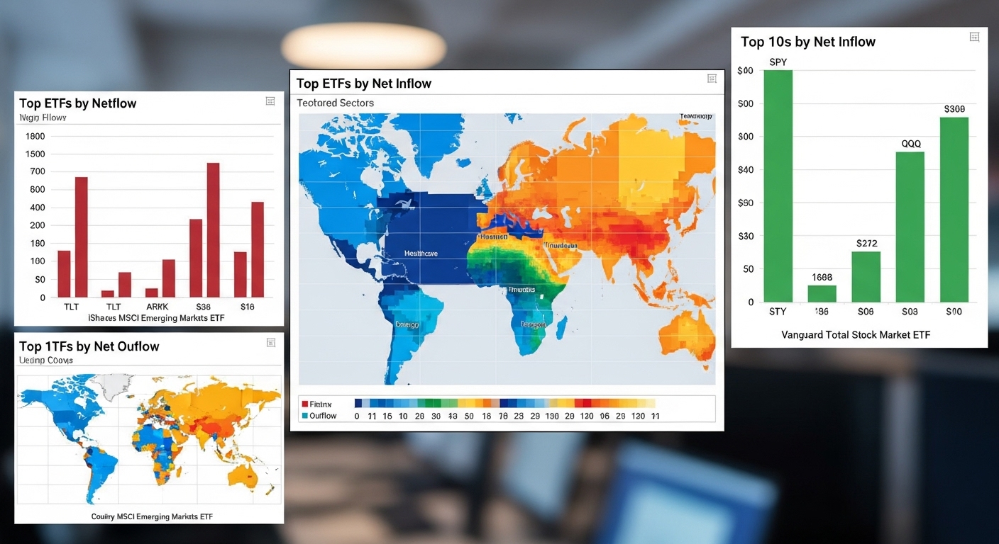 ETF flow analysis showing inflows and outflows by sector