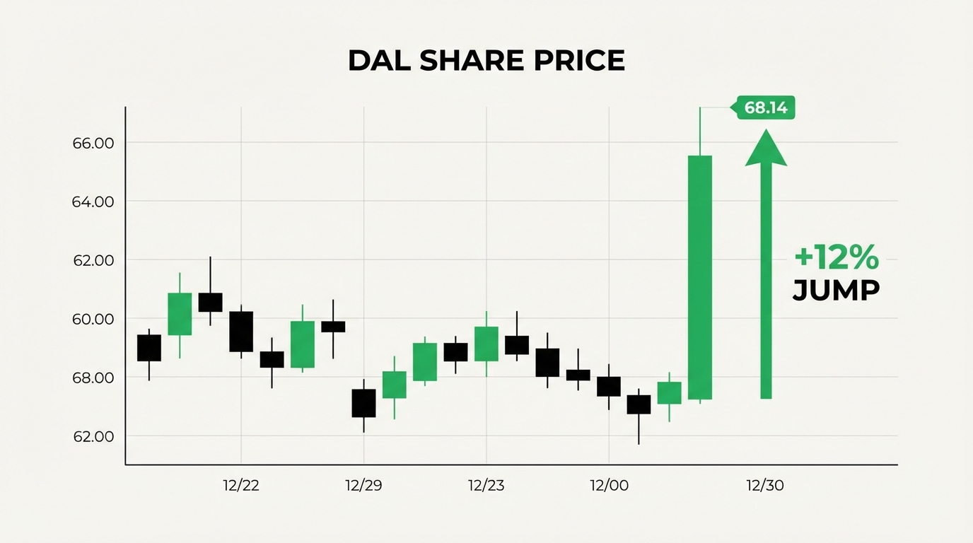 Delta Airlines earnings market snapshot showing the 12% price surge and revenue trends.